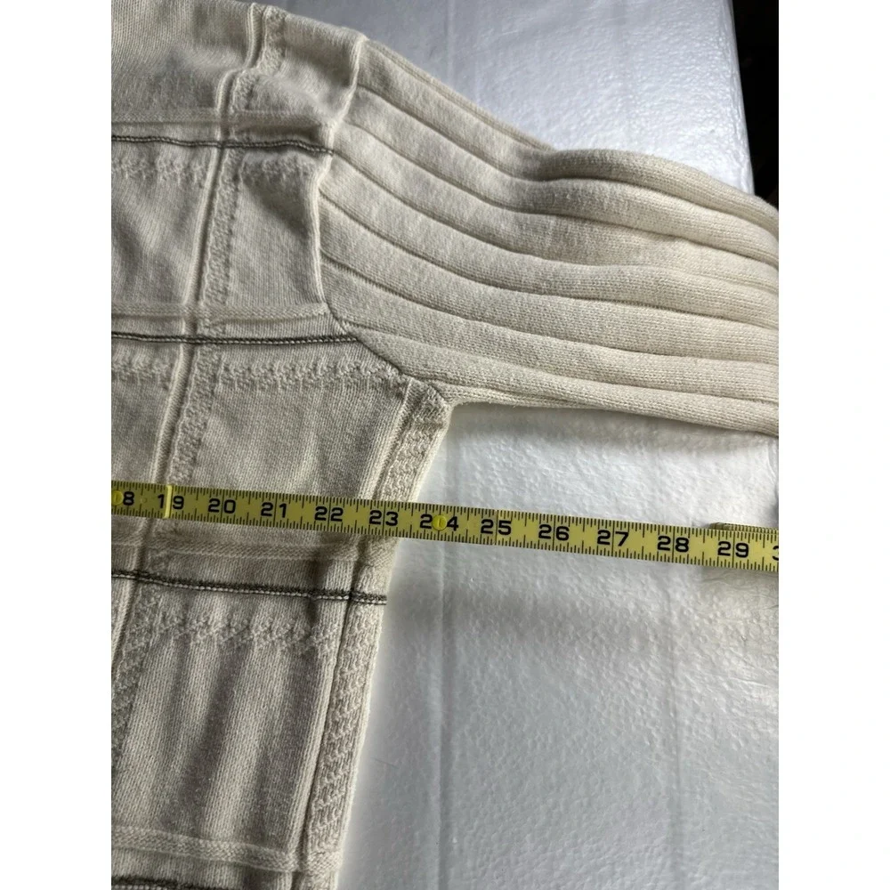 Bill Blass long sleeve cream gray black striped crewneck knit‎ sweater men's XXL